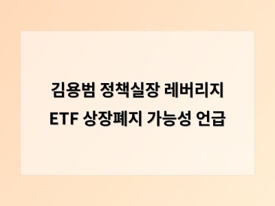김용범 실장이 강조한 레버리지 ETF 규모와 시장 충격 가능성