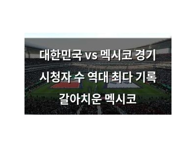 대한민국 vs 멕시코 경기 시청자 수 역대 최다 기록 갈아치운 멕시코
