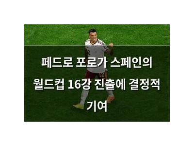 페드로 포로가 스페인의 월드컵 16강 진출에 결정적 기여