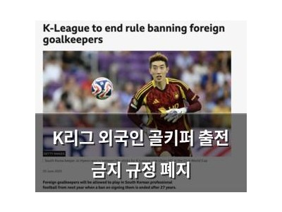 K리그 외국인 골키퍼 출전 금지 규정 폐지