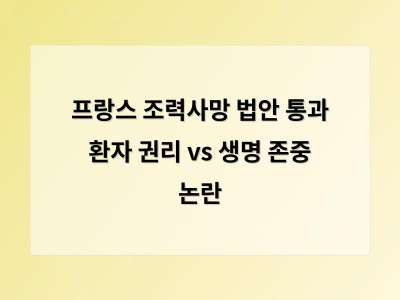 프랑스 하원이 조력사망 법안 통과 환자 권리 vs 생명 존중 논란 확산