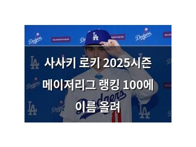 사사키 로키 2025시즌 메이저리그 랭킹 100에 이름 올려